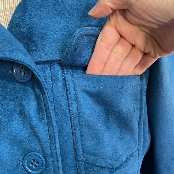 Nine and Company Faux Suede Teal Jacket Coat Plaid Flannel Liner size Medium - Picture 4 of 16